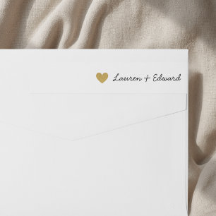 Modern Gold Hearts Wedding Return Address Wrap Around Label
