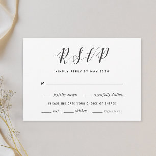 Modern Gold Hearts Wedding RSVP Meal Choice