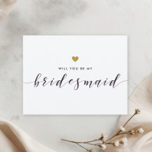 Modern Gold Hearts Will You Be My Bridesmaid