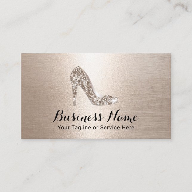 Modern Gold High Heels Fashion Boutique Business Card (Front)