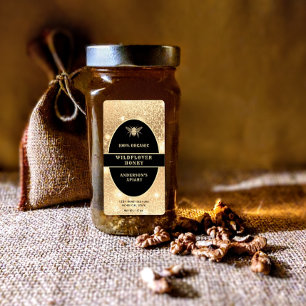 Modern gold  honeybee honey jar label