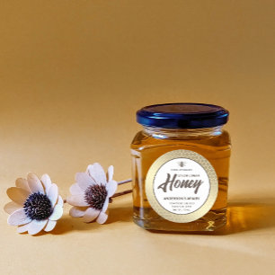 Modern gold  honeybee honey jar label