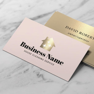 Modern Gold House Cleaning Maid Service Blush Pink Business Card