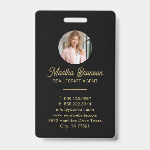 Modern Gold House Key Real Estate Agent ID Badge