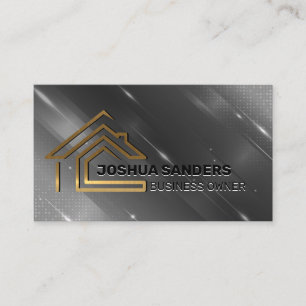 Modern Gold House Logo   Real Estate Business Card