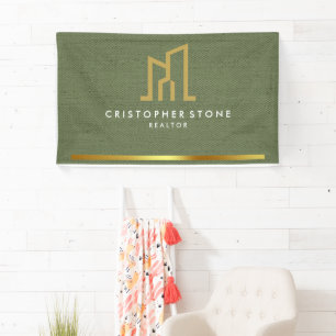 Modern Gold House Real Estate Olive Green Realtor Banner