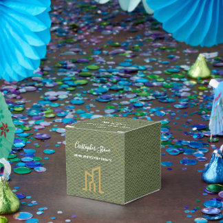 Modern Gold House Real Estate Olive Green Realtor Favour Box
