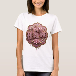 Modern Gold I AM HEALING 3D Text Art T-Shirt