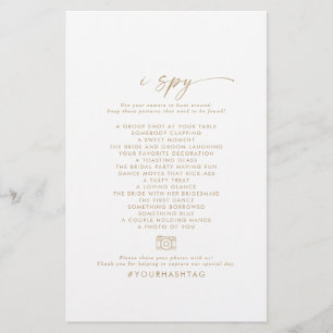 Modern Gold I Spy Wedding Photo Scavenger Hunt Flyer