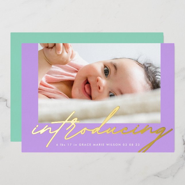 Modern Gold Introducing Written Photo Baby (Front/Back)