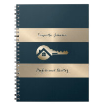 Modern Gold Key Blue Spruce Real Estate Notebook
