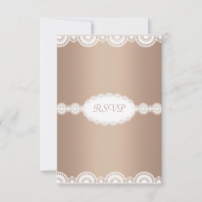 MODERN GOLD LACE ENGAGEMENT PARTY RSVP INVITATION (Front)