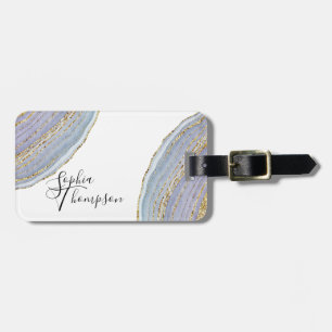 Modern Gold Lavender Geode Agate - Luggage Tag