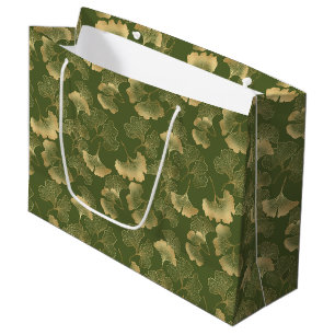 Modern Gold Leaf Pattern Large Gift Bag