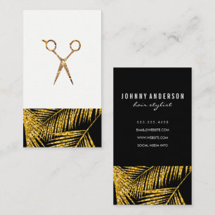 Modern Gold Leaf Style Scissors Appointment Card