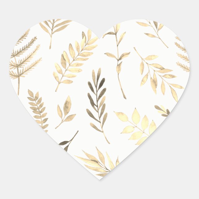 Modern Gold Leaf Wedding Heart Seal (Front)