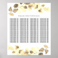 Modern Gold Leaf Wedding Seating Chart