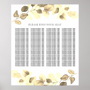 Modern Gold Leaf Wedding Seating Chart