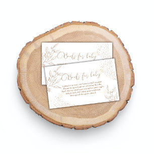 Modern Gold Leaves Butterfly Books For Baby Shower Enclosure Card