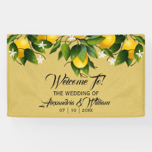 Modern Gold Lemon Fruit Wedding Banner