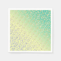 Modern Gold Leopard Print Yellow Mint Design