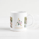 Modern Gold Letter Flowers | Two Photo Monogram Coffee Mug<br><div class="desc">Modern Gold Letter Flowers | Two Photo Monogram</div>