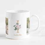 Modern Gold Letter I Flower | Two Photo Monogram  Coffee Mug<br><div class="desc">Modern Gold Letter I Flower | Two Photo Monogram</div>