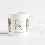 Modern Gold Letter R Flower | Two Photo Monogram  Coffee Mug<br><div class="desc">Modern Gold Letter R Flower | Two Photo Monogram</div>