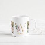Modern Gold Letter W Flower | Two Photo Monogram Coffee Mug<br><div class="desc">Modern Gold Letter W Flower | Two Photo Monogram</div>