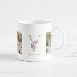Modern Gold Letter Y Flower | Two Photo Monogram  Coffee Mug<br><div class="desc">Modern Gold Letter Y Flower | Two Photo Monogram</div>