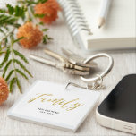 Modern Gold Lettering Family Photo Custom Key Ring<br><div class="desc">This modern keychain design features stylish gold lettering " Family" with custom text. You can add your photo on the backside. A great gift to your family and friends. More personalised gift designs are available at my store BaraBomDesign.</div>