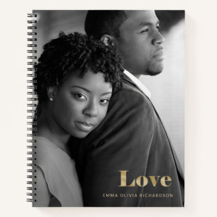 Modern Gold Lettering with your Photo   Love Notebook