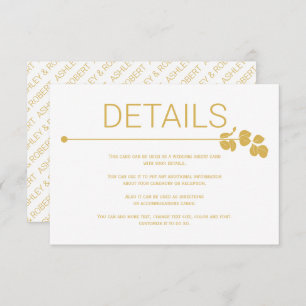 Modern gold line and branch with leaves wedding enclosure card