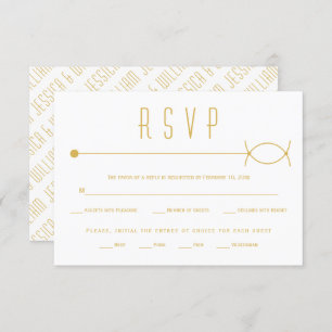 Modern gold line and overlapping circles wedding  RSVP card