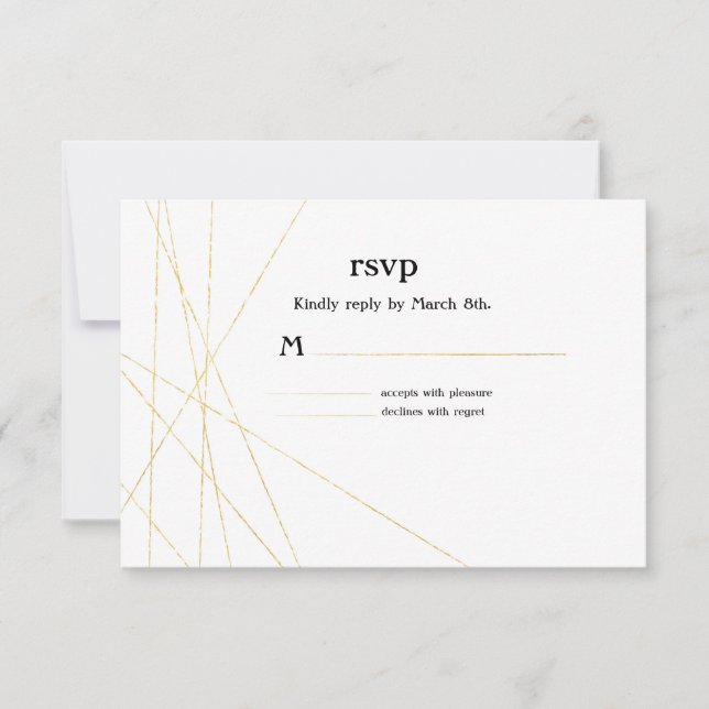 Modern Gold Line Wedding RSVP Response Card (Front)