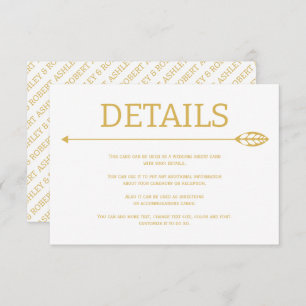 Modern gold line with leaf and arrow wedding enclosure card