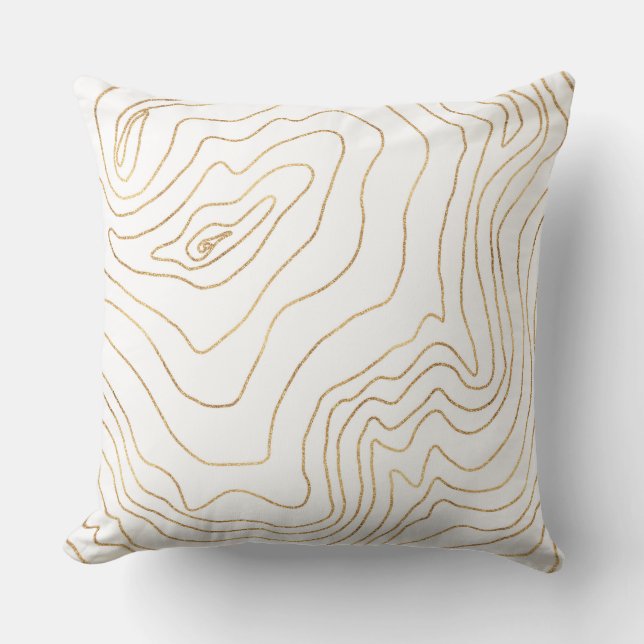 Modern Gold lines Minimalist Hand Drawn Design Cushion (Front)