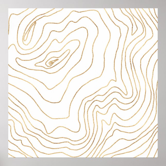 Modern Gold lines Minimalist Hand Drawn Design Poster (Front)
