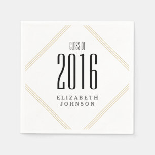 Modern Gold Lines, Personalised Graduation Napkin
