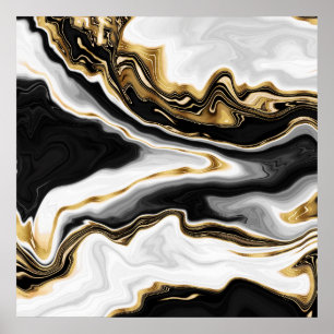 Modern Gold Liquid Swirl Painting Aesthetic Design Poster