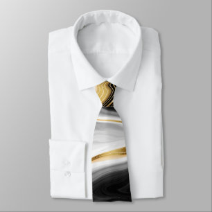 Modern Gold Liquid Swirl Painting Aesthetic Design Tie