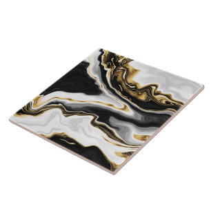 Modern Gold Liquid Swirl Painting Aesthetic Design Tile