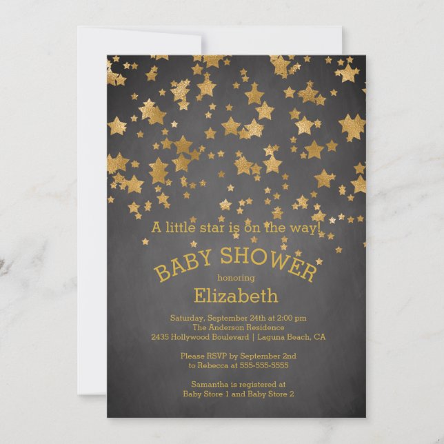 Modern Gold Little Star Baby Shower Invitation (Front)