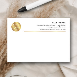 Modern Gold Logo Contact Details Branded Corporate Post-it Notes