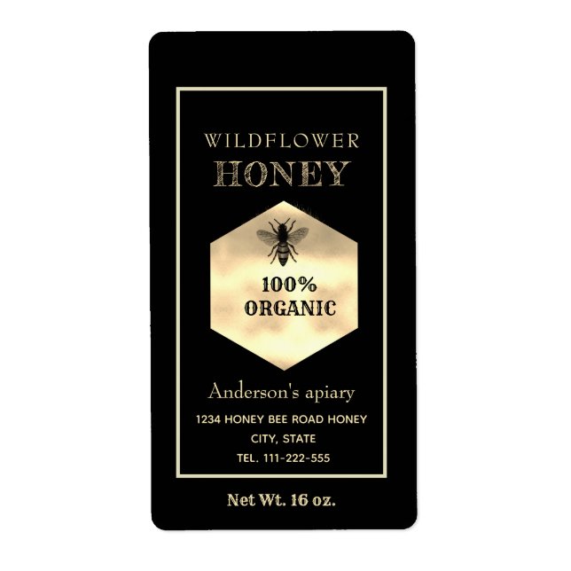 Modern gold logo honey bee honey jar (Front)