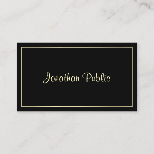 Modern Gold Look Black Design Elegant Creative Business Card (Front)