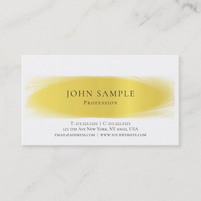 Modern Gold Look Minimalistic Design Professional Business Card (Front)