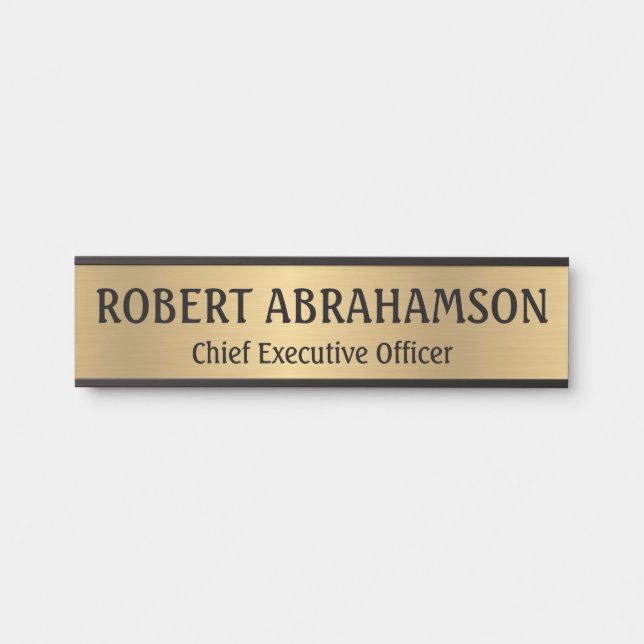 Modern Gold Look Professional Door Sign Long Name (Front)