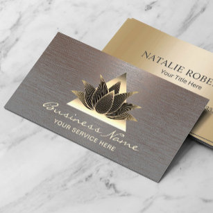 Modern Gold Lotus Logo Stylish Copper Salon Spa Business Card