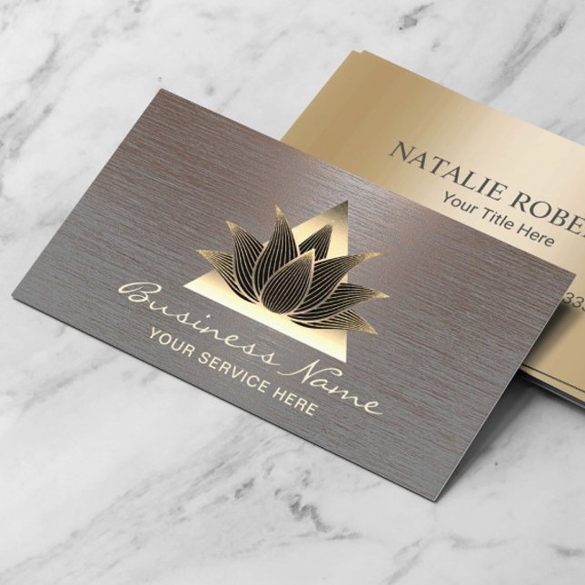 Modern Gold Lotus Logo Stylish Copper Salon Spa Business Card (Creator Uploaded)